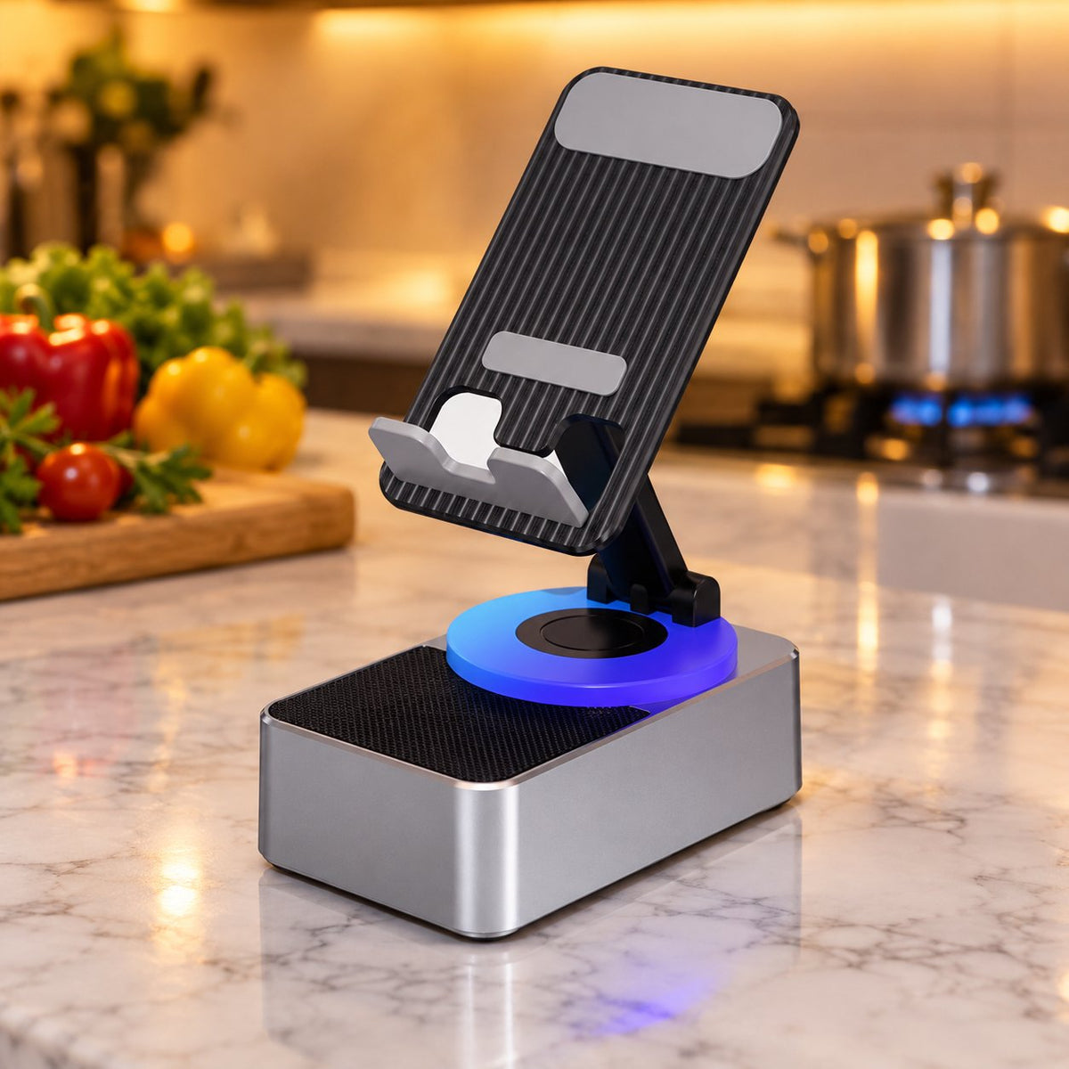 situation — VoxStand™ – Suport telefon rotativ cu boxă Bluetooth și baterie 5000 mAh