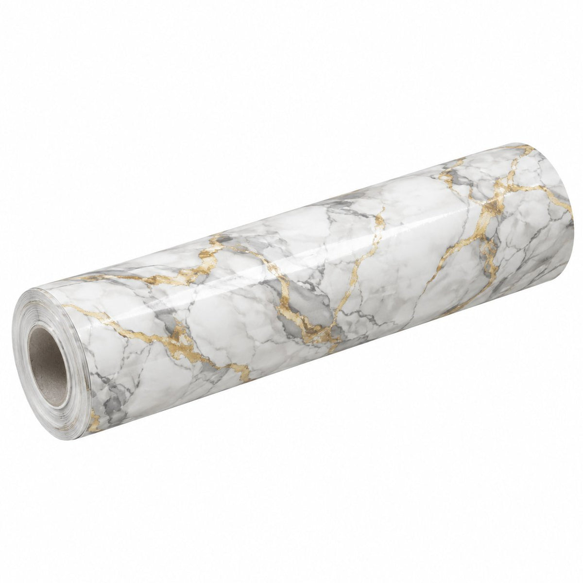 couleur Alb cu gri si fir auriu — Folie autoadezivă imitație marmură 60 x 300 cm – rezistentă la apă, pentru blat, bucăt
