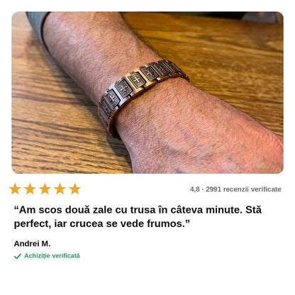 avis — Brățară din Cupru pentru Bărbați cu Cruce Gravată