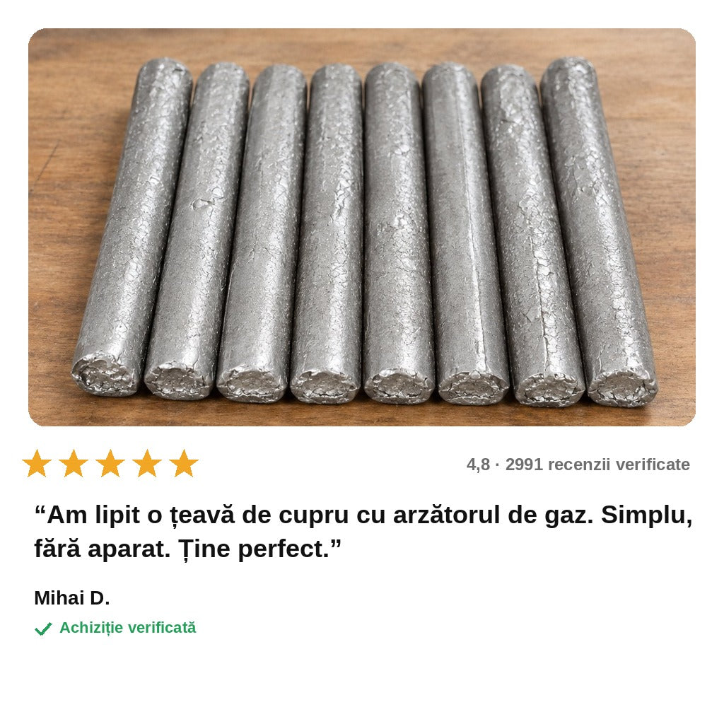 avis — Set 10 bare de sudură la temperatură joasă – sudezi aluminiu, cupru și oțel fără aparat de sudură