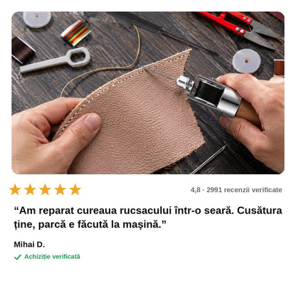 avis — CusutForte™ – Sulă de Cusut Manual pentru Piele și Pânză Groasă, cu Ață Cerată și 2 Ace