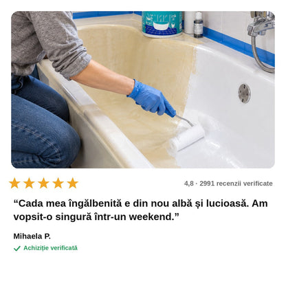 avis — Vopsea de Renovare pentru Cadă, Chiuvetă și Faianță – Alb Lucios, Fără Demolări