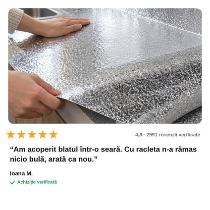 avis — Folie autoadezivă din aluminiu pentru bucătărie – 1+1 role 60 × 300 cm