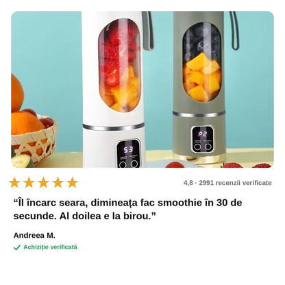 avis — Blender Portabil USB 450 ml – 12 Lame Inox, 3 Viteze, Afișaj Digital