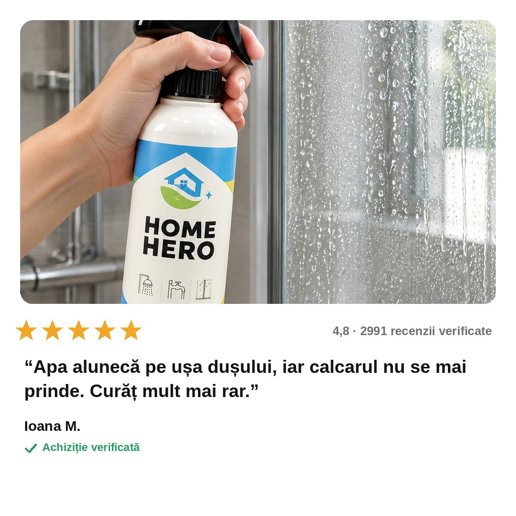 avis — VitroPerla™ – Protecție hidrofobă anti-calcar pentru sticla dușului, inox și oglinzi