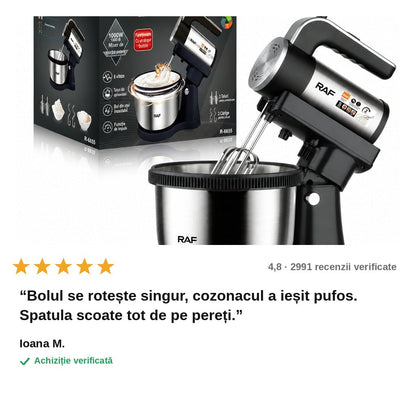 avis — MixRotativ™ – Mixer 2 în 1 cu Bol din Inox Rotativ, 5 Viteze + Turbo