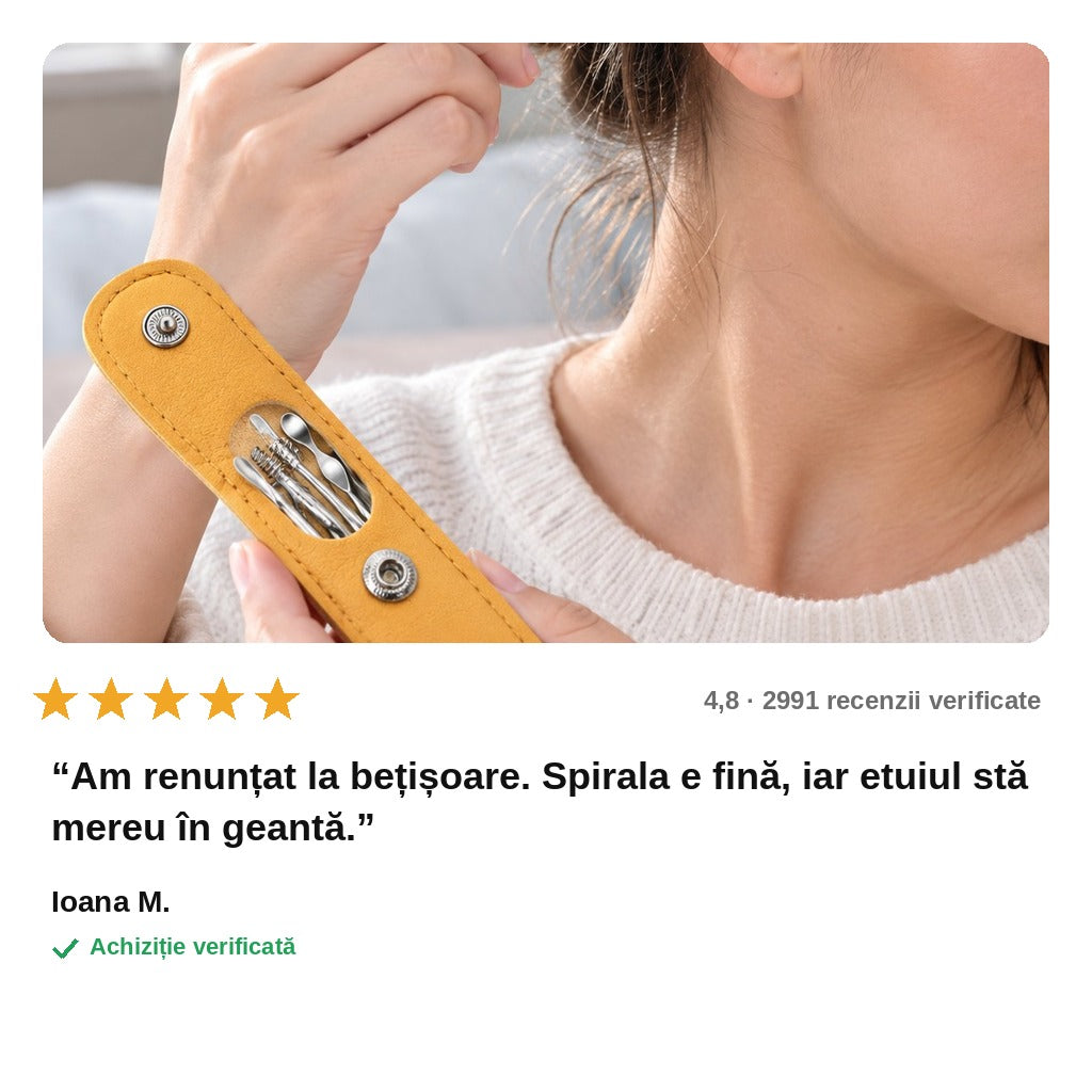 avis — Set curățare urechi din inox – 6 instrumente, cu etui