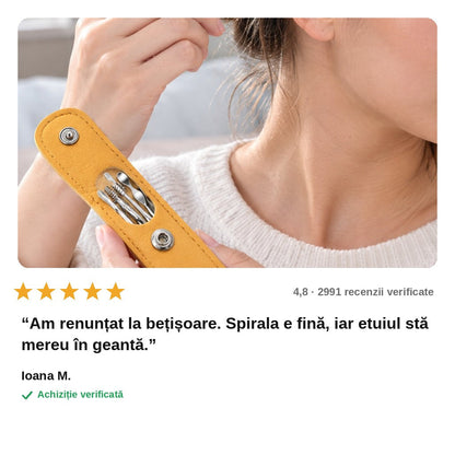 avis — Set curățare urechi din inox – 6 instrumente, cu etui