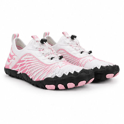 couleur Alb + roz — Pantofi barefoot antiderapanți — vârf lat, talpă subțire și flexibilă