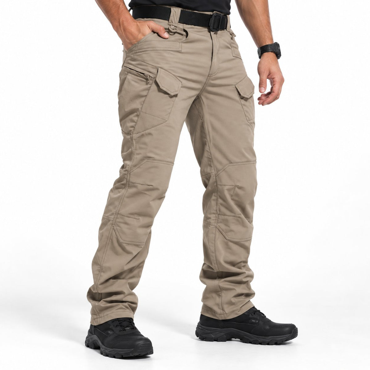packshot — Pantaloni cargo bărbați cu buzunare cu fermoar