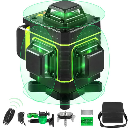 Nivelă laser 4D autonivelantă, 16 linii verzi