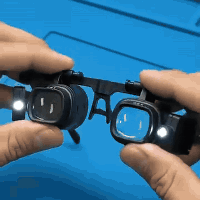 gif — Ochelari lupă cu LED – 8 lentile interschimbabile, ambele mâini libere