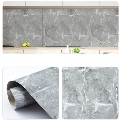couleur Gri — Folie autoadezivă imitație marmură 60 x 300 cm – rezistentă la apă, pentru blat, bucătărie și baie