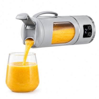 couleur Gri — Blender Portabil USB 450 ml – 12 Lame Inox, 3 Viteze, Afișaj Digital