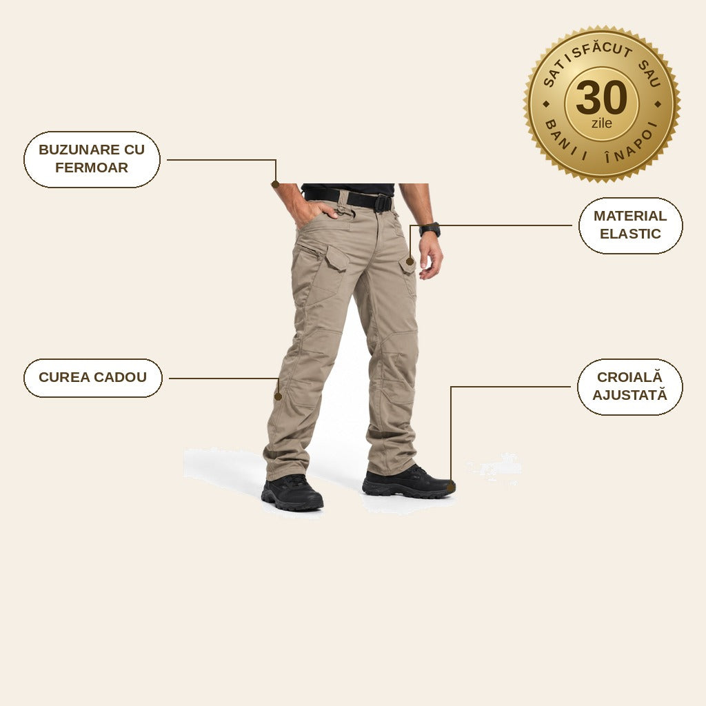 infographie — Pantaloni cargo bărbați cu buzunare cu fermoar