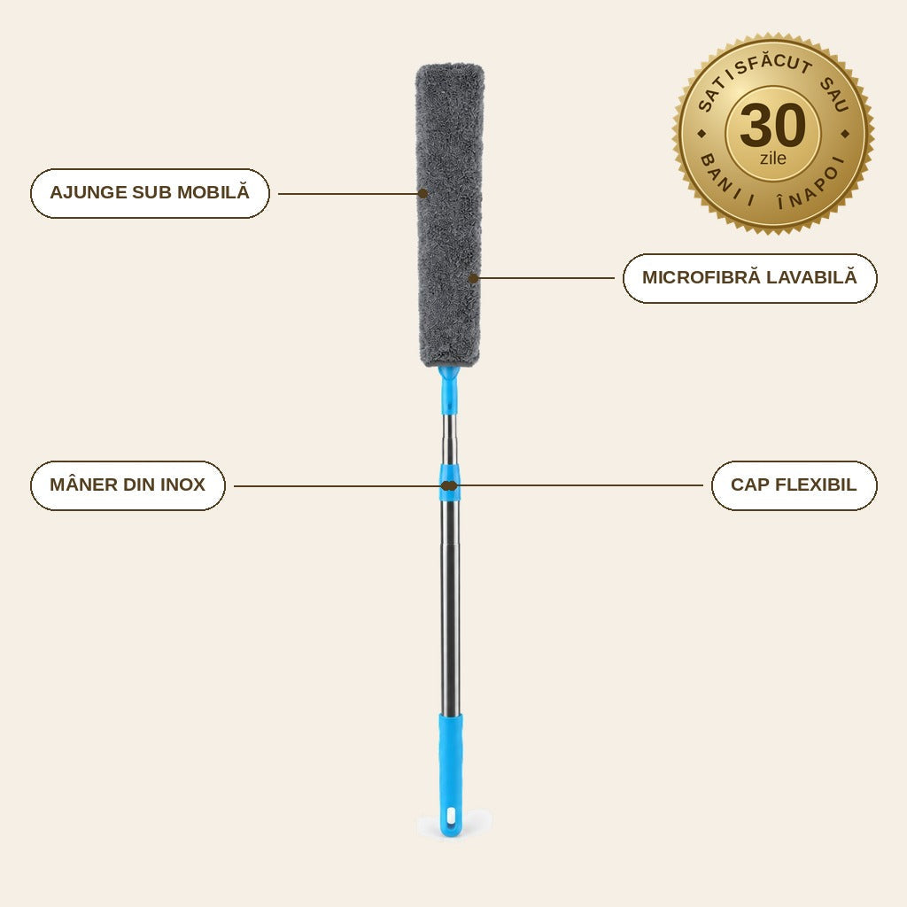 infographie — Mop plat telescopic din microfibră – Set 2 bucăți