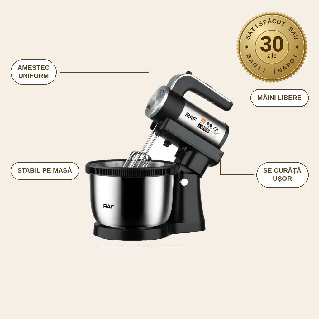 infographie — MixRotativ™ – Mixer 2 în 1 cu Bol din Inox Rotativ, 5 Viteze + Turbo