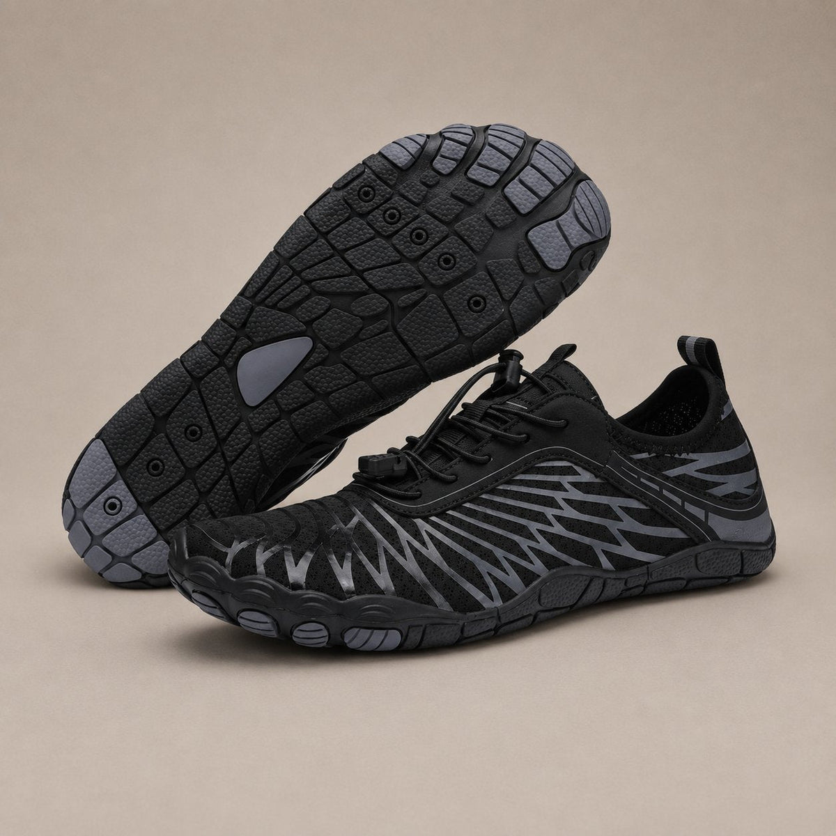 couleur Negru — Pantofi barefoot antiderapanți — vârf lat, talpă subțire și flexibilă
