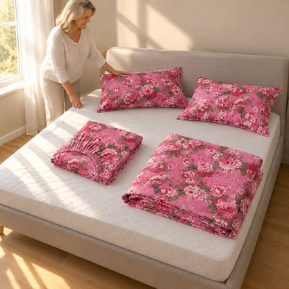 situation — Lenjerie de pat din finet, set 4 piese, cu cearșaf cu elastic 200x230 cm