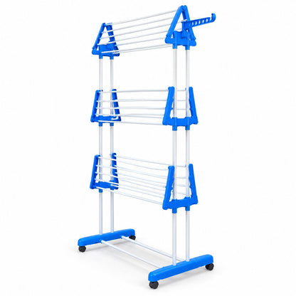 packshot — Uscător Vertical de Rufe pe Roți – 3 Niveluri, Extensibil până la 64x170 cm, 14 Umerașe