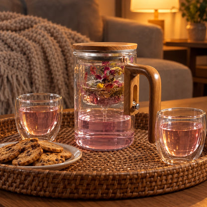 situation — Ceainic din sticlă 600 ml cu infuzor și mâner din lemn