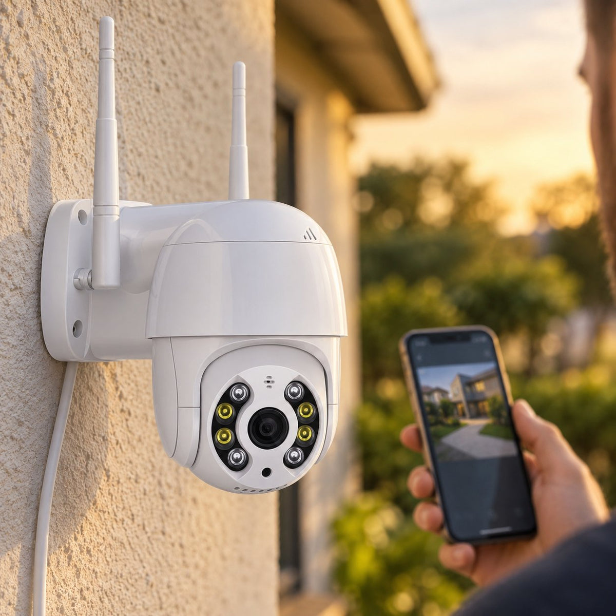 situation — Set 2 camere de supraveghere Wi-Fi exterior, rotative