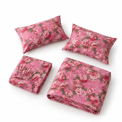 packshot — Lenjerie de pat din finet, set 4 piese, cu cearșaf cu elastic 200x230 cm