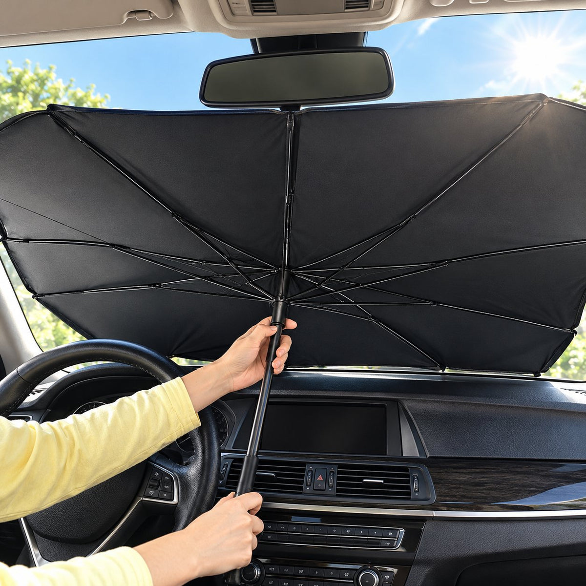 situation — Parasolar umbrelă pentru parbriz – pliabil, cu husă compactă