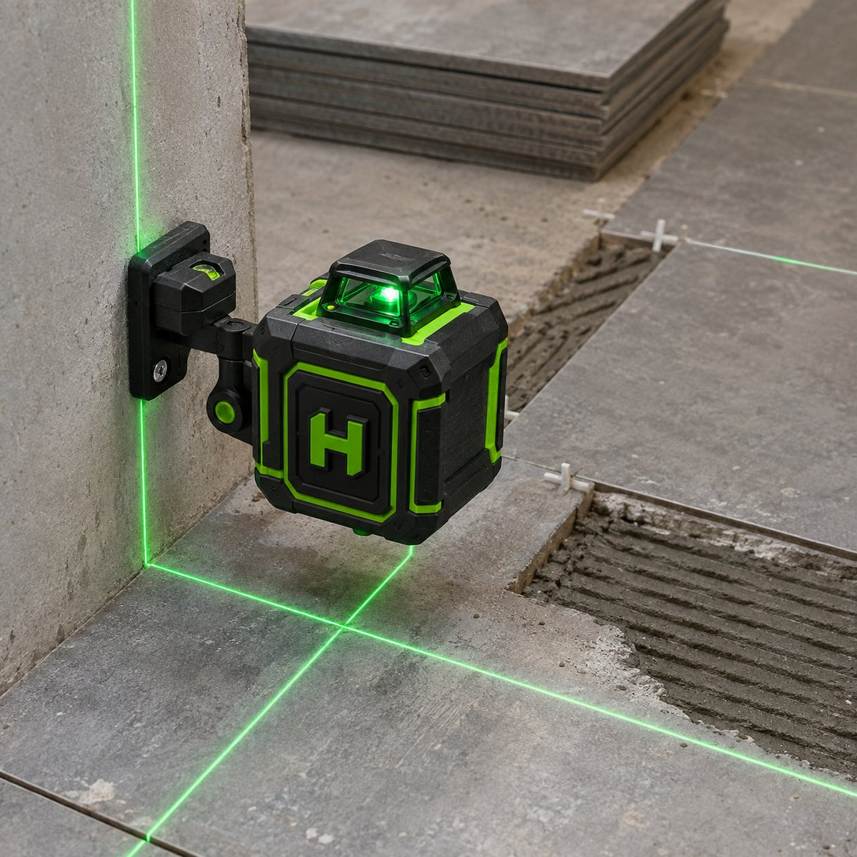 Nivelă laser 4D autonivelantă, 16 linii verzi