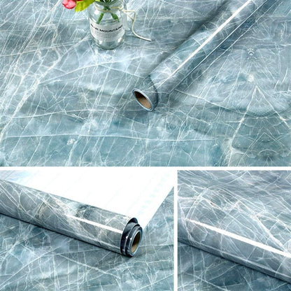 couleur Verde — Folie autoadezivă imitație marmură 60 x 300 cm – rezistentă la apă, pentru blat, bucătărie și baie
